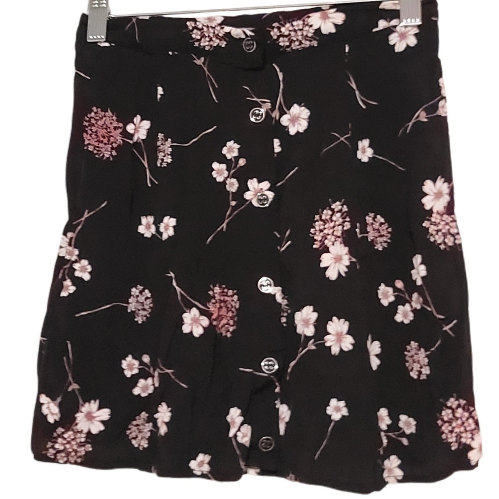 Minkpink Mini Black Skirt With Pink Flowers